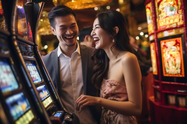 Pengguna membaca panduan bertaruh secara bertanggung jawab dan aman di platform online